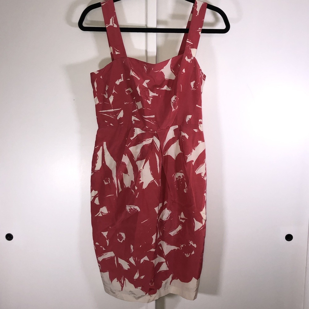 Banana Republic pink/cream classic elegant silk floral sheath dress Size 2